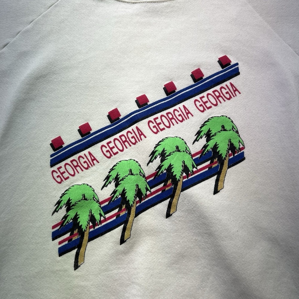 Vtg 80s Georgia Sweatshirt Palm Trees Mens L/XL Pullover 90s USA Souvenir